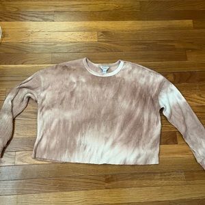 cropped pink and white sweater size medium